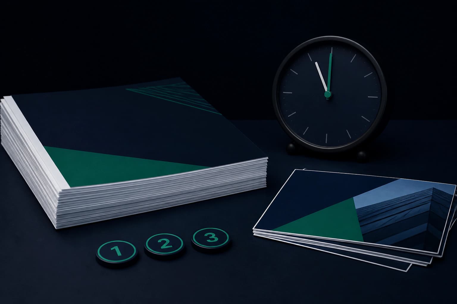 A document beside an end-date clock, remaining-open tokens, and a split stack of pages.