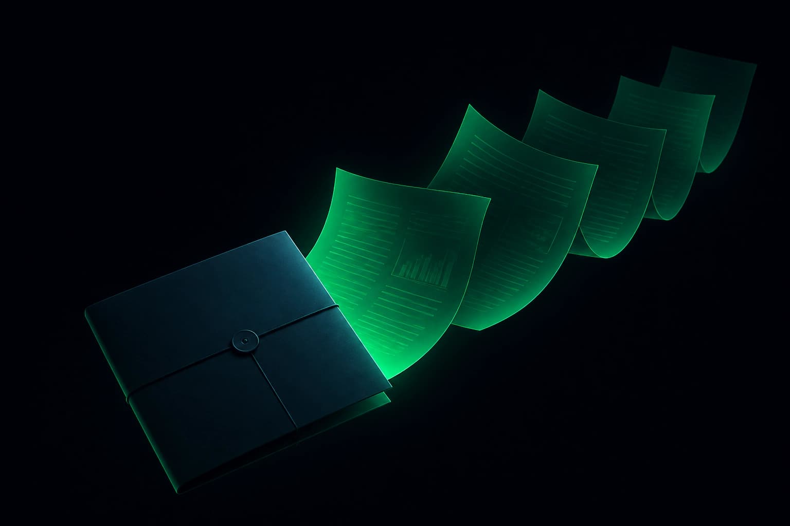A sealed document unfolding into readable pages.