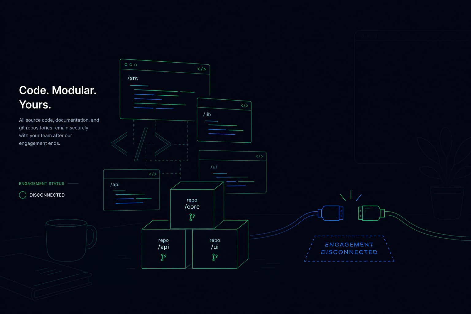Source code distributed across an outside development team’s machines.